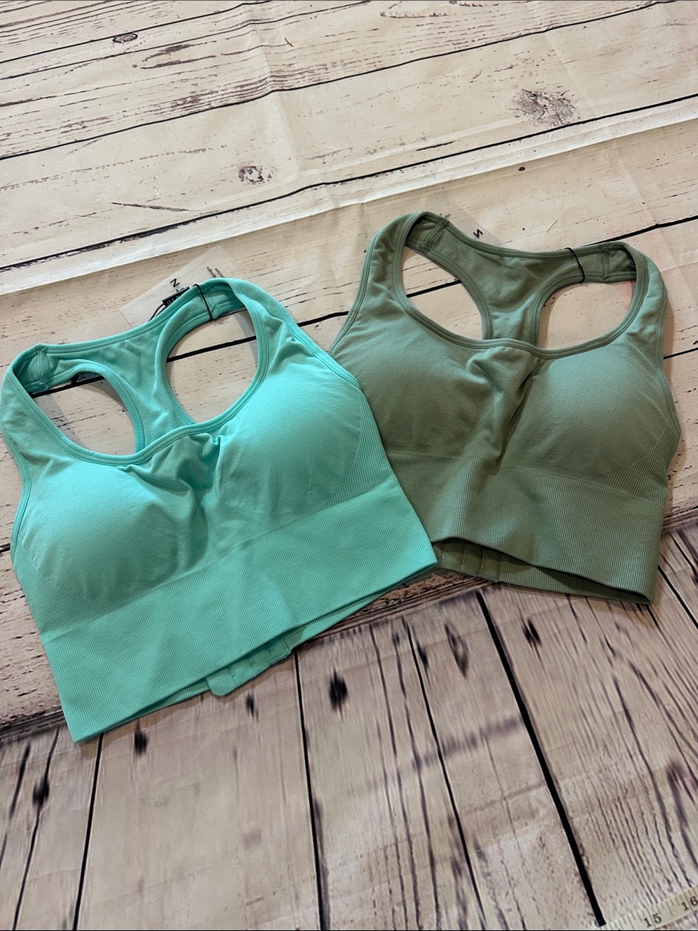 NVGTN Sage Green or Aqua Seamless Racerback Sports Bras NWT